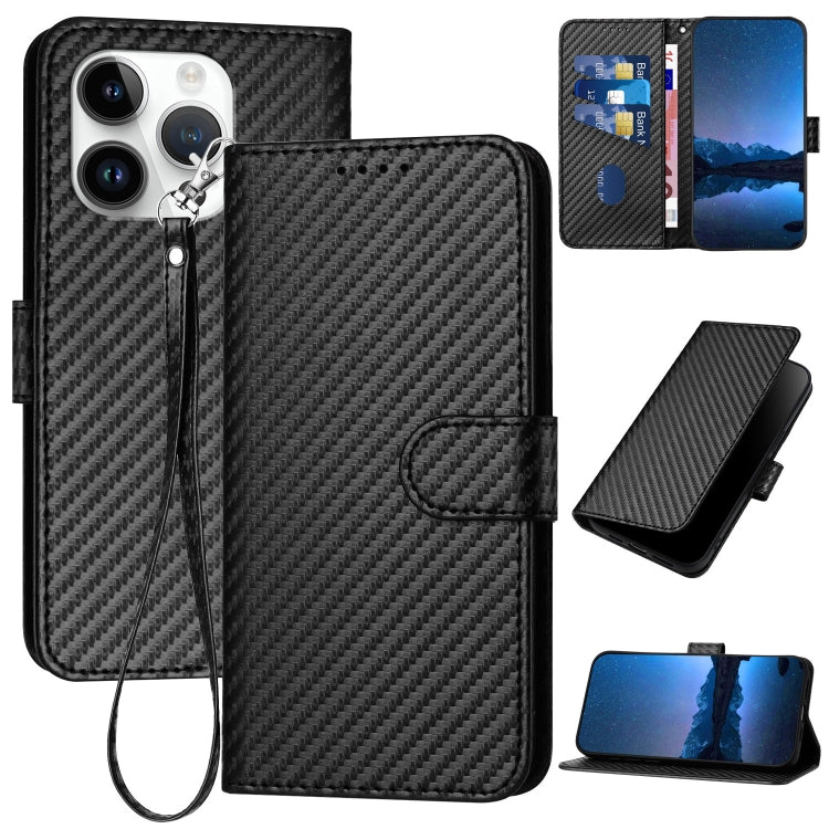 YX0070 Carbon Fiber Buckle Leather Phone Case with Lanyard, Series 7