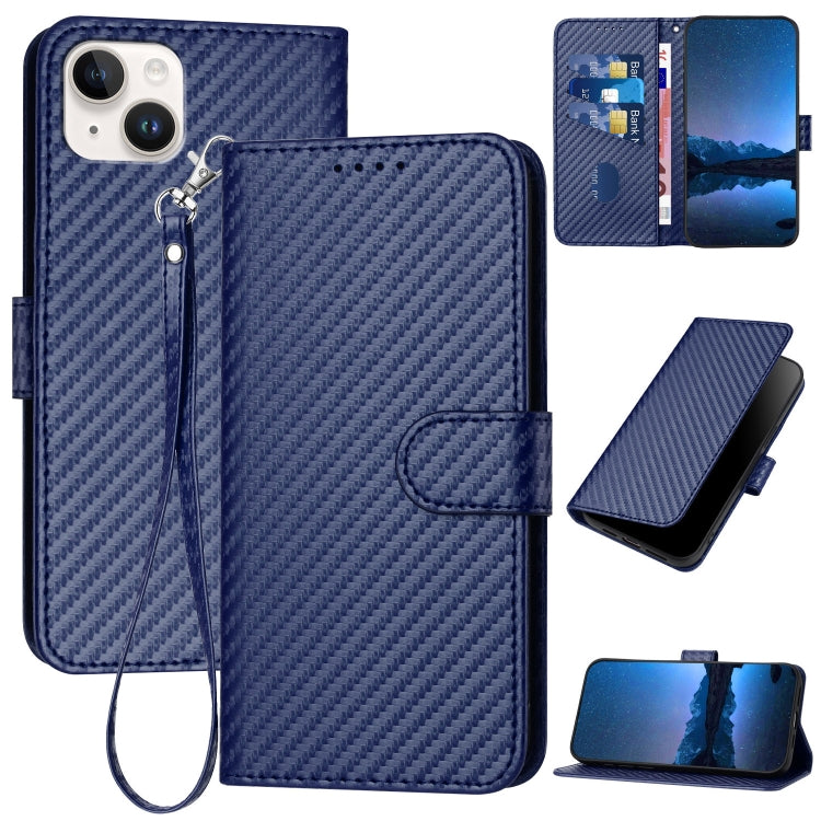 YX0070 Carbon Fiber Buckle Leather Phone Case with Lanyard, Series 8