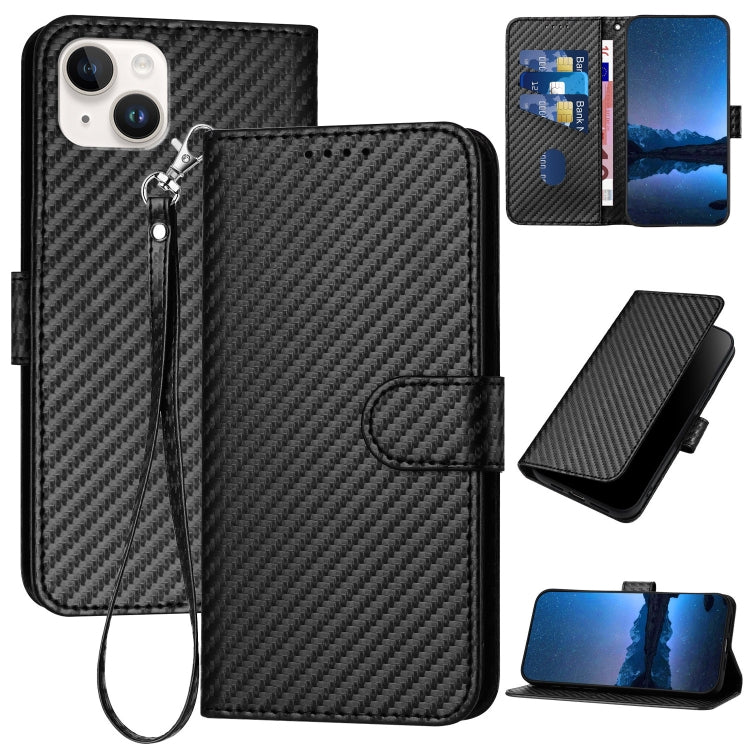 YX0070 Carbon Fiber Buckle Leather Phone Case with Lanyard, Series 8