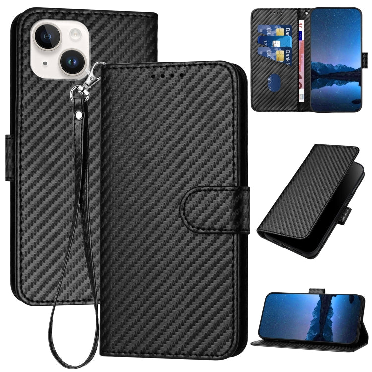 YX0070 Carbon Fiber Buckle Leather Phone Case with Lanyard, Series 6