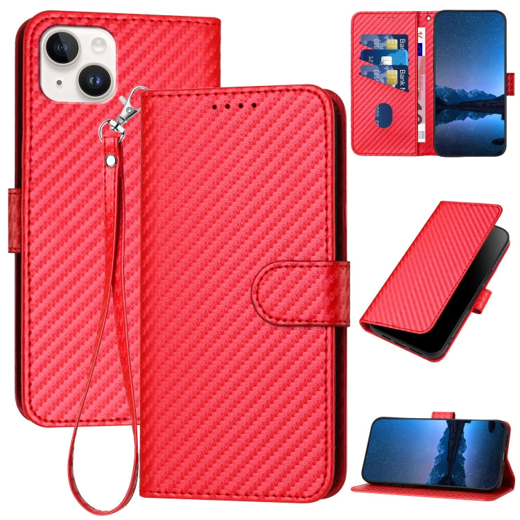 YX0070 Carbon Fiber Buckle Leather Phone Case with Lanyard, Series 9