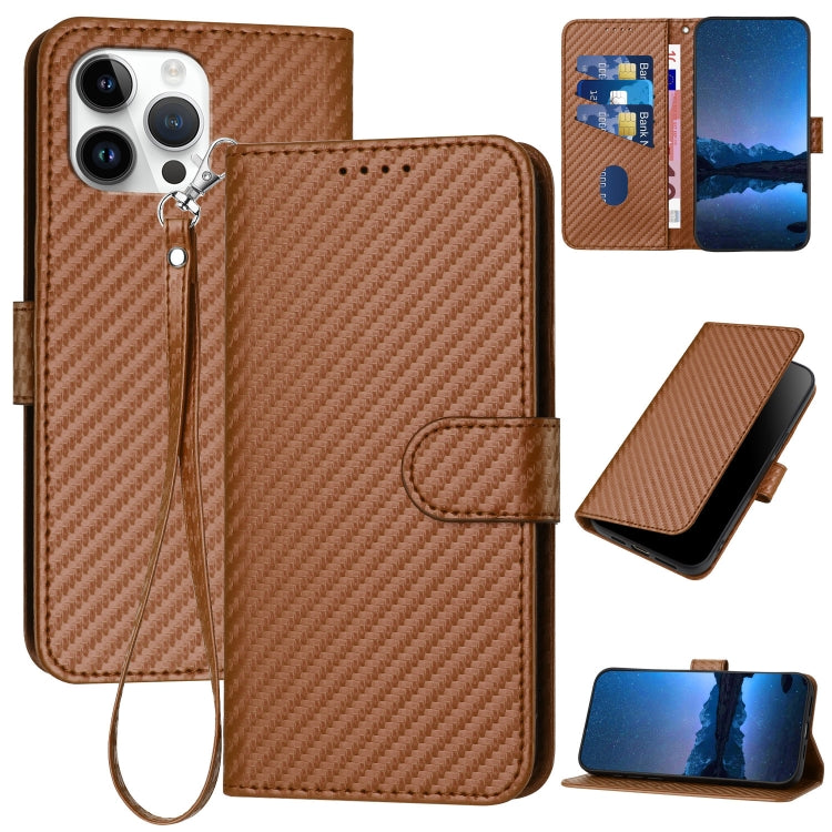 YX0070 Carbon Fiber Buckle Leather Phone Case with Lanyard, Series 3