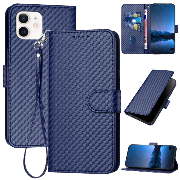 YX0070 Carbon Fiber Buckle Leather Phone Case with Lanyard, Series 7