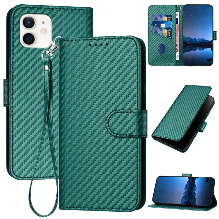 YX0070 Carbon Fiber Buckle Leather Phone Case with Lanyard, Series 7