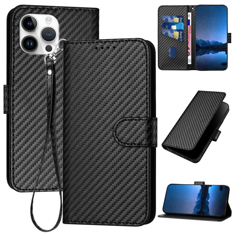 YX0070 Carbon Fiber Buckle Leather Phone Case with Lanyard, Series 5