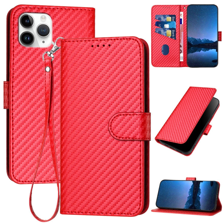 YX0070 Carbon Fiber Buckle Leather Phone Case with Lanyard, Series 6