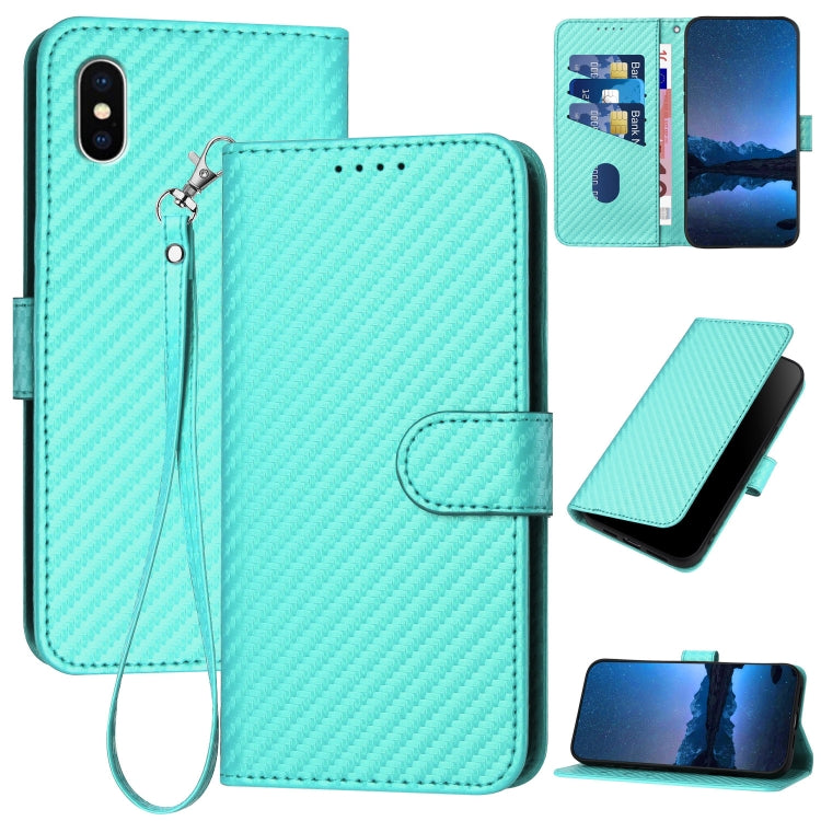 YX0070 Carbon Fiber Buckle Leather Phone Case with Lanyard, Series 4