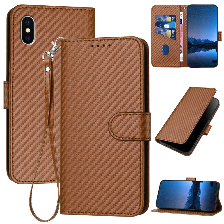 YX0070 Carbon Fiber Buckle Leather Phone Case with Lanyard, Series 4