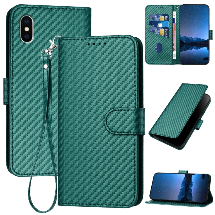 YX0070 Carbon Fiber Buckle Leather Phone Case with Lanyard, Series 4