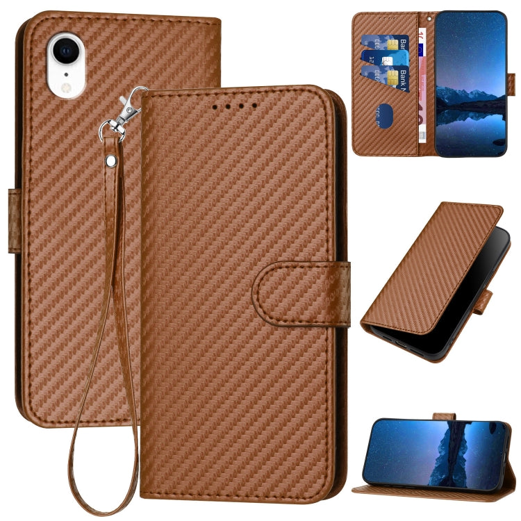 YX0070 Carbon Fiber Buckle Leather Phone Case with Lanyard, Series 1