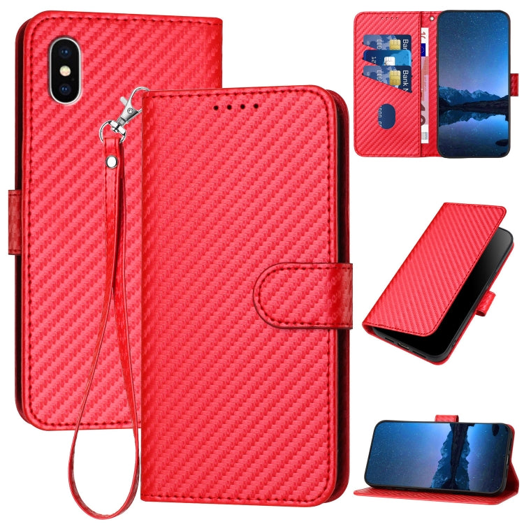 YX0070 Carbon Fiber Buckle Leather Phone Case with Lanyard, Series 5