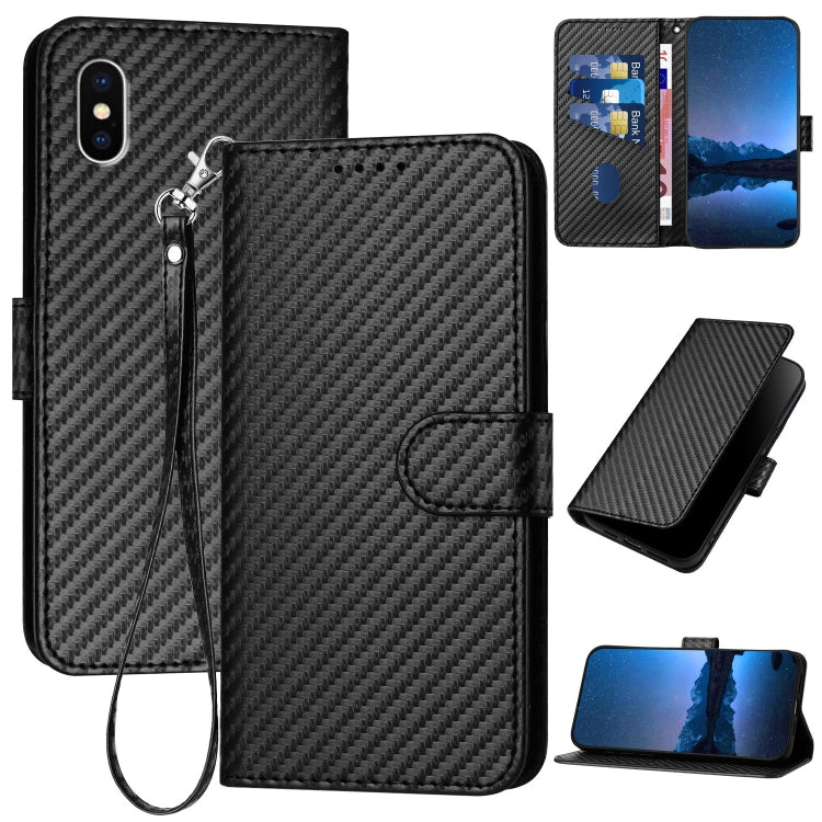 YX0070 Carbon Fiber Buckle Leather Phone Case with Lanyard, Series 5