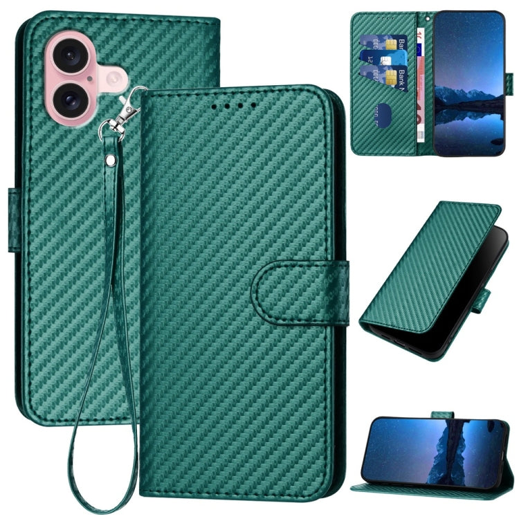 YX0070 Carbon Fiber Buckle Leather Phone Case with Lanyard, Series 6