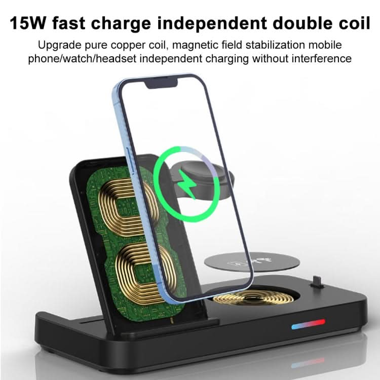 3 in 1 15W Earphones/Phones/Watch Fold Wireless Charger Stand