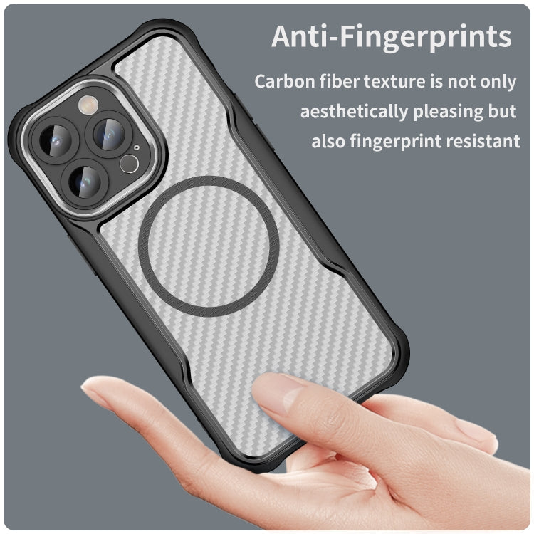 Carbon Fiber Texture MagSafe Translucent Phone Case, Series 3