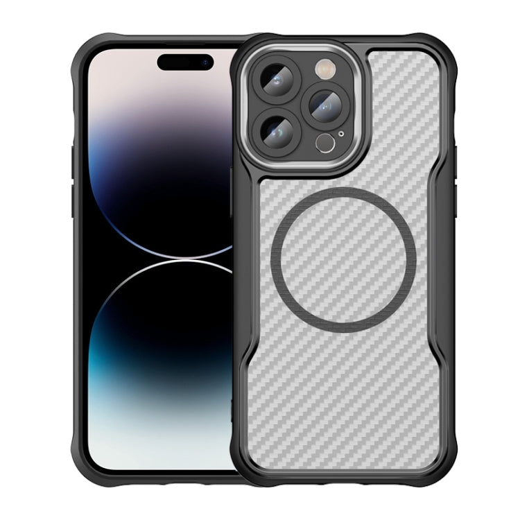 Carbon Fiber Texture MagSafe Translucent Phone Case, Series 3