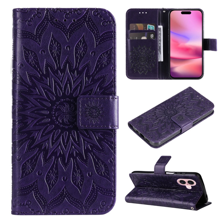 Embossed Sunflower Pattern Flip Leather Phone Case, Series 2