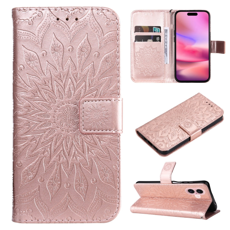 Embossed Sunflower Pattern Flip Leather Phone Case, Series 2