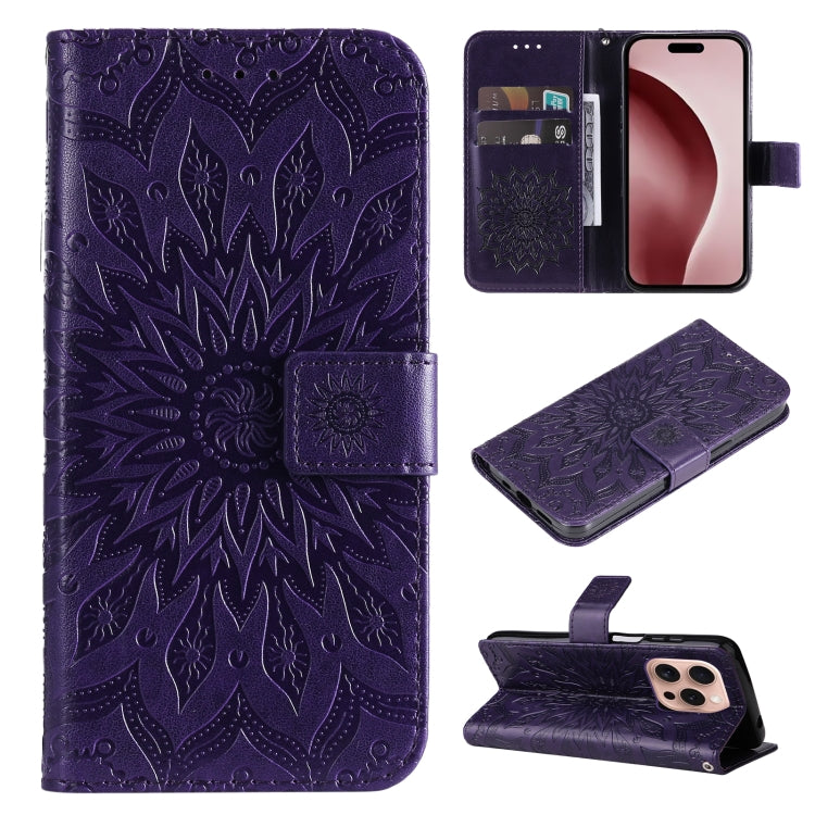 Embossed Sunflower Pattern Flip Leather Phone Case, Series 1