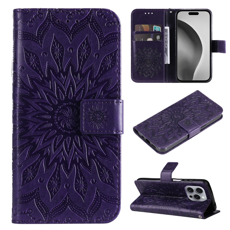 Embossed Sunflower Pattern Flip Leather Phone Case, Series 2