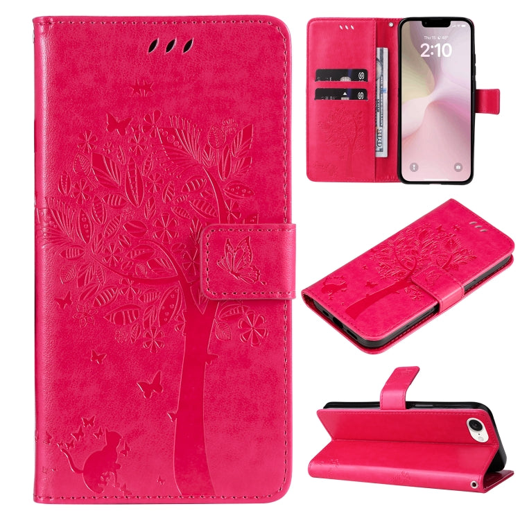 Tree & Cat Embossed Pattern Flip Leather Phone Case, Series 1