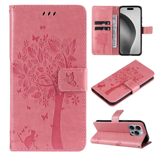 Tree & Cat Embossed Pattern Flip Leather Phone Case, Series 3