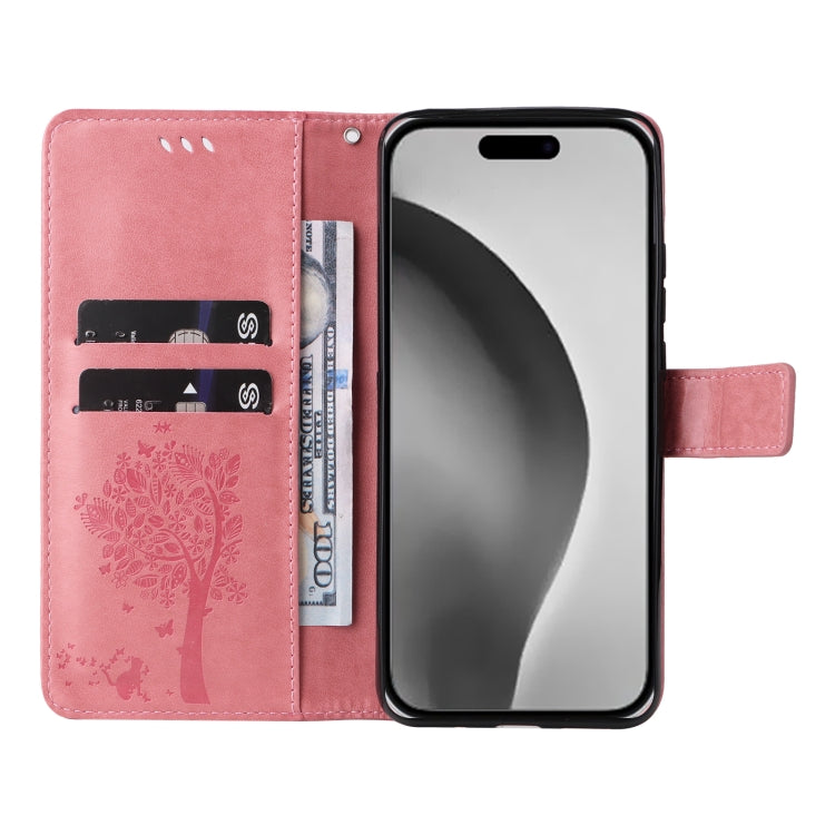 Tree & Cat Embossed Pattern Flip Leather Phone Case, Series 3