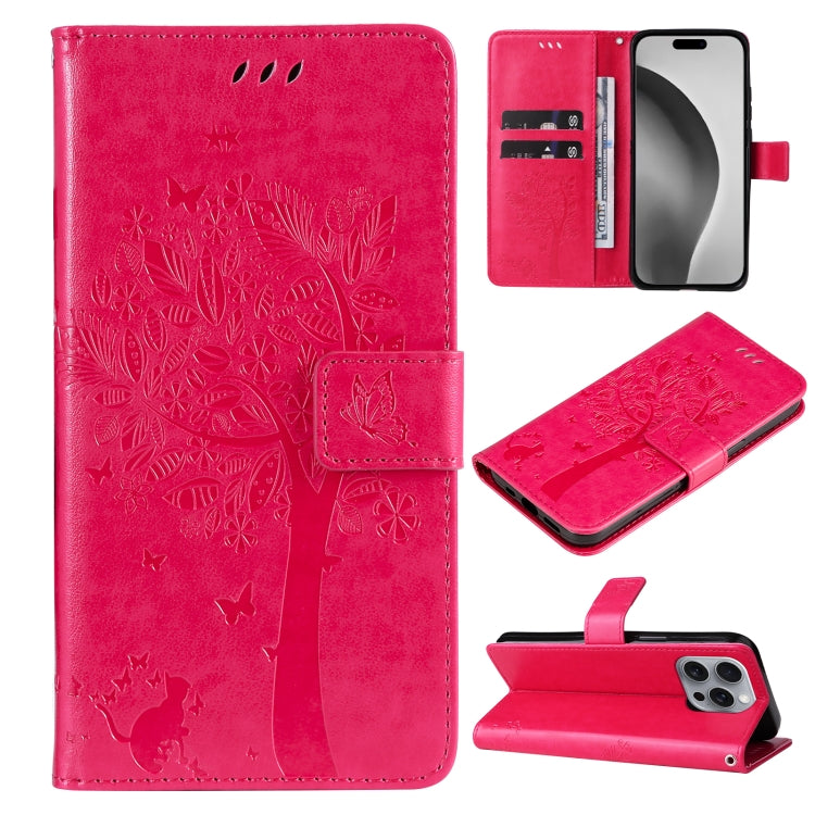 Tree & Cat Embossed Pattern Flip Leather Phone Case, Series 3