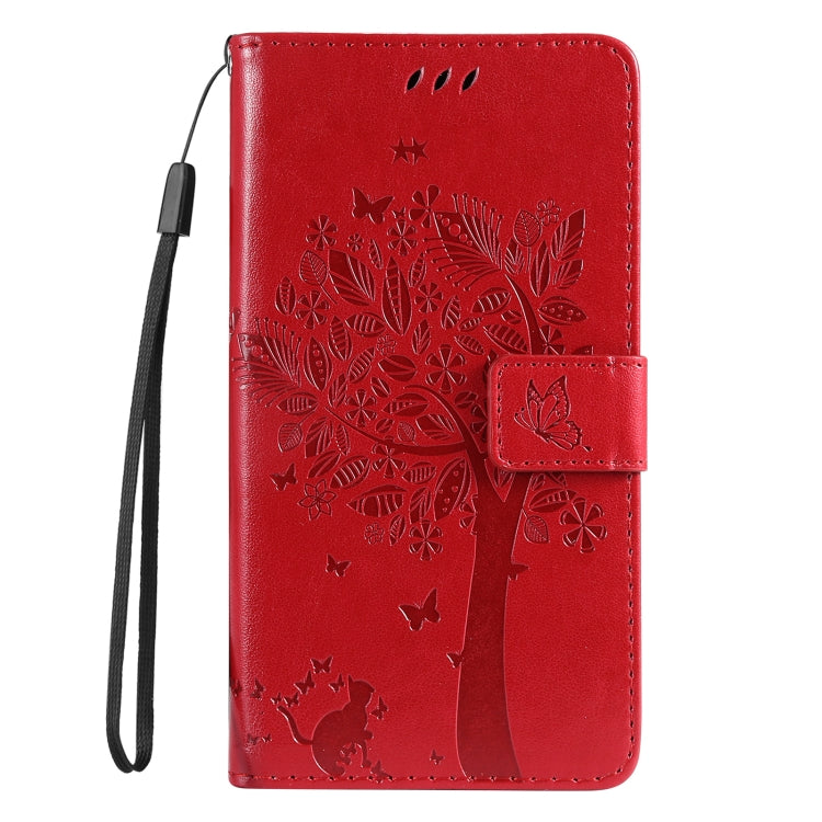 Tree & Cat Embossed Pattern Flip Leather Phone Case, Series 2