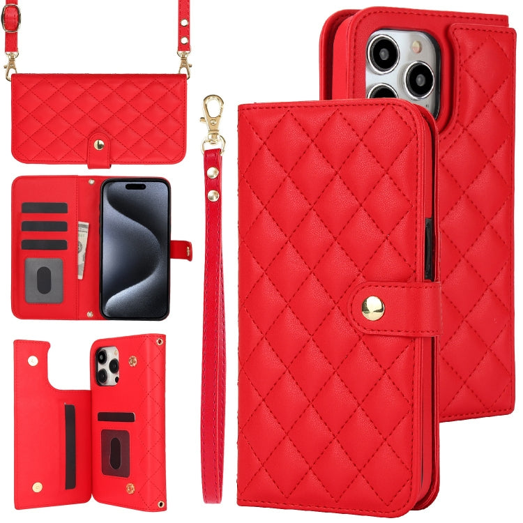 Crossbody Multifunction Rhombic Leather Phone Case, Series 2