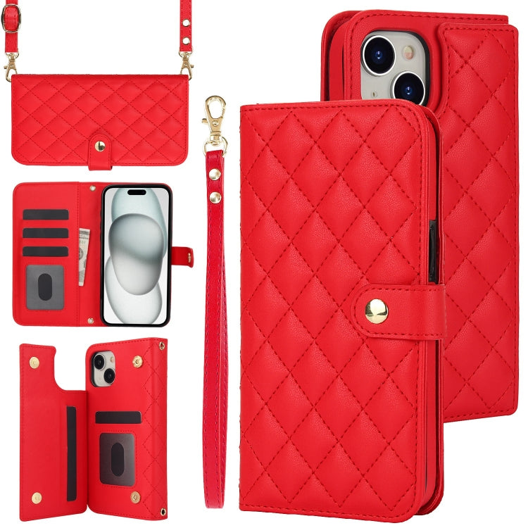 Crossbody Multifunction Rhombic Leather Phone Case, Series 6