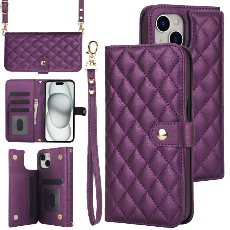 Crossbody Multifunction Rhombic Leather Phone Case, Series 6