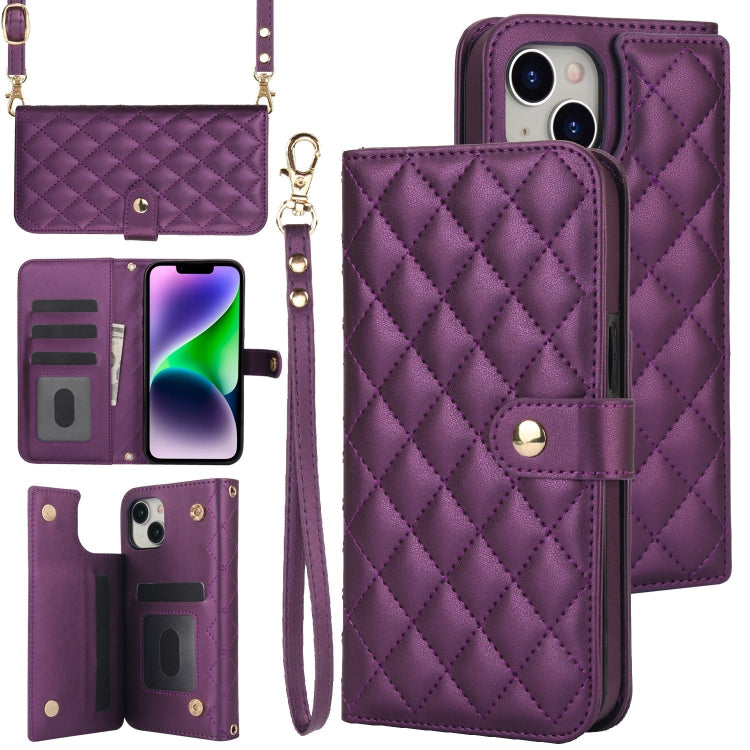 Crossbody Multifunction Rhombic Leather Phone Case, Series 7