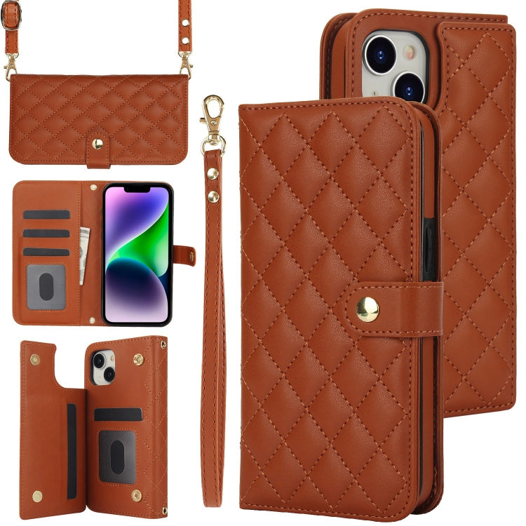 Crossbody Multifunction Rhombic Leather Phone Case, Series 7