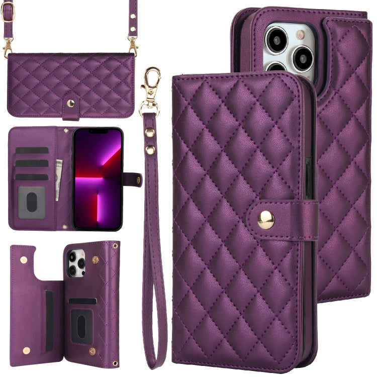 Crossbody Multifunction Rhombic Leather Phone Case, Series 4