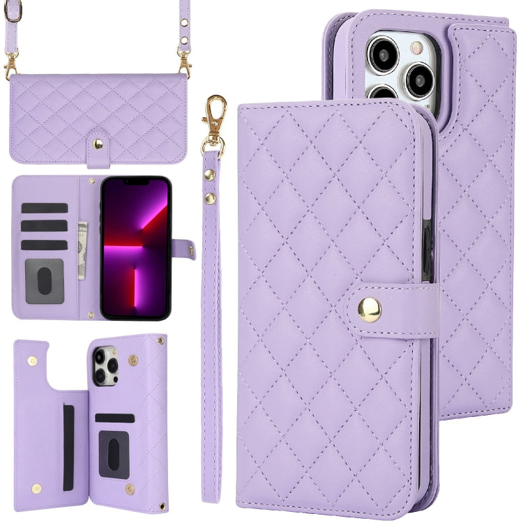 Crossbody Multifunction Rhombic Leather Phone Case, Series 4