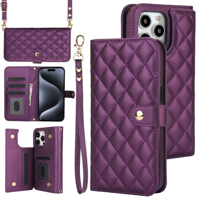 Crossbody Multifunction Rhombic Leather Phone Case, Series 6