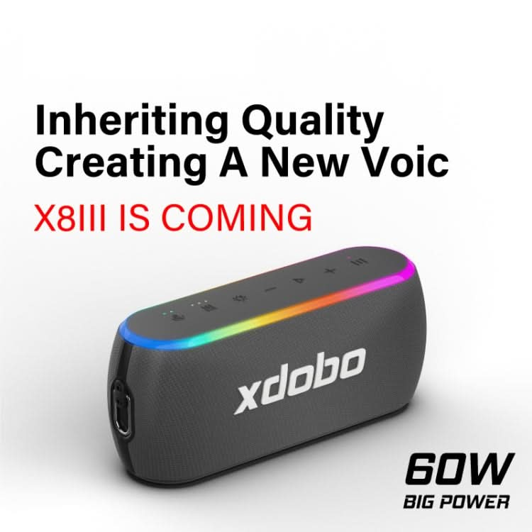 Xdobo X8 III BT5.3 IPX7 Wireless Speaker with RGB Light, Support Bluetooth/TF Card/USB/AUX