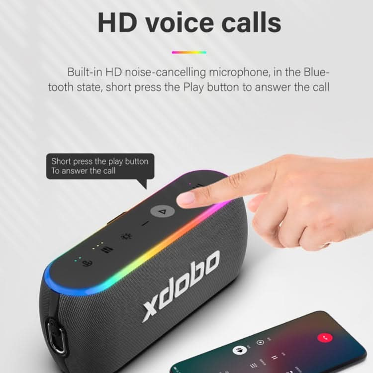 Xdobo X8 III BT5.3 IPX7 Wireless Speaker with RGB Light, Support Bluetooth/TF Card/USB/AUX