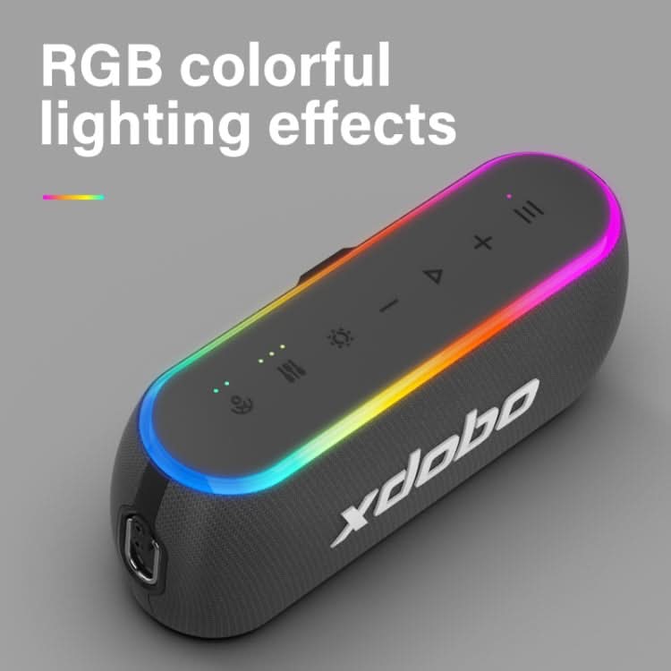 Xdobo X8 III BT5.3 IPX7 Wireless Speaker with RGB Light, Support Bluetooth/TF Card/USB/AUX