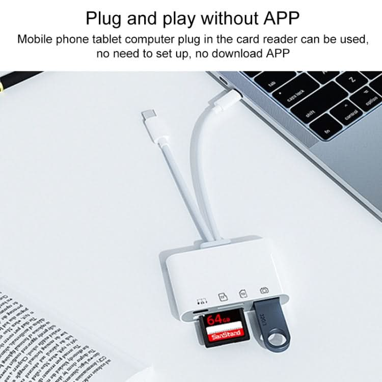 4 in 2 USB-C / Type-C + 8 Pin Interface Multi-function Card Reader