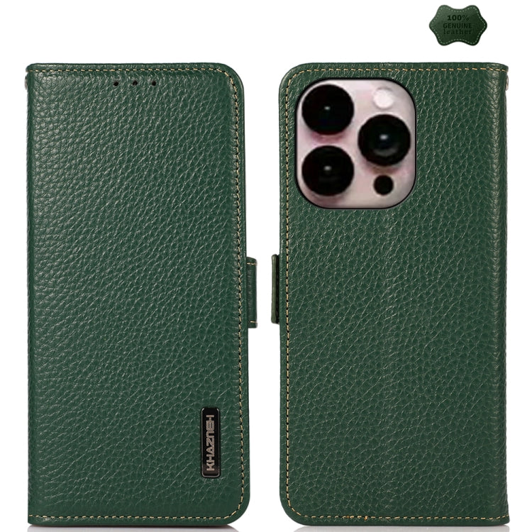 KHAZNEH Side-Magnetic Litchi Genuine Leather RFID Case