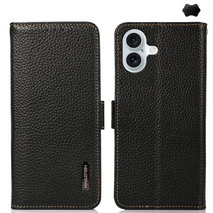 KHAZNEH Side-Magnetic Litchi Genuine Leather RFID Case