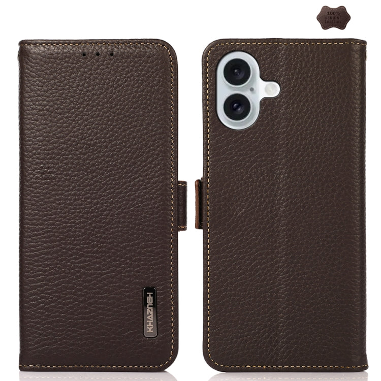 KHAZNEH Side-Magnetic Litchi Genuine Leather RFID Case