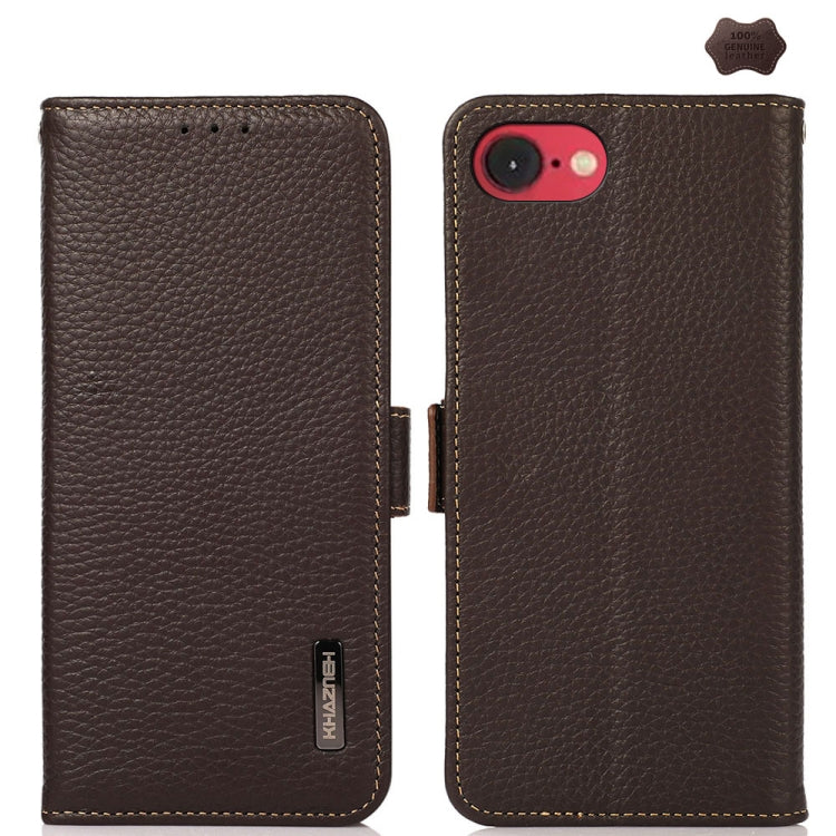 KHAZNEH Side-Magnetic Litchi Genuine Leather RFID Case