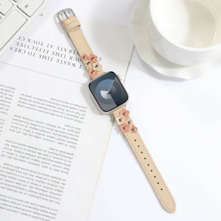 Stitched Flower Leather Watch Band, Series 3