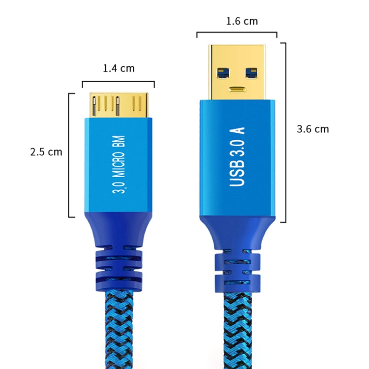 USB 3.0 Male To Micro USB 3.0 Male Braided Cable