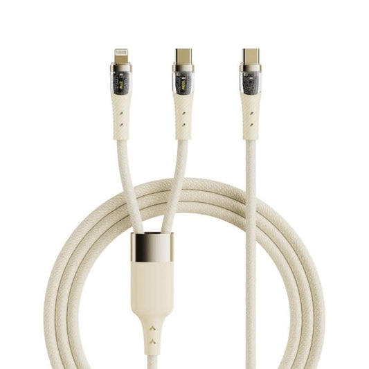 ROCK G20 2 in 1 5A USB-C/Type-C to USB-C/Type-C+8 Pin Transparent Fast Charging Data Cable, Length: 1.5m