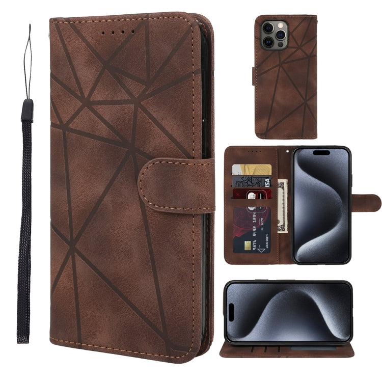 Skin Feel Geometric Lines Leather Phone Case, Series 2