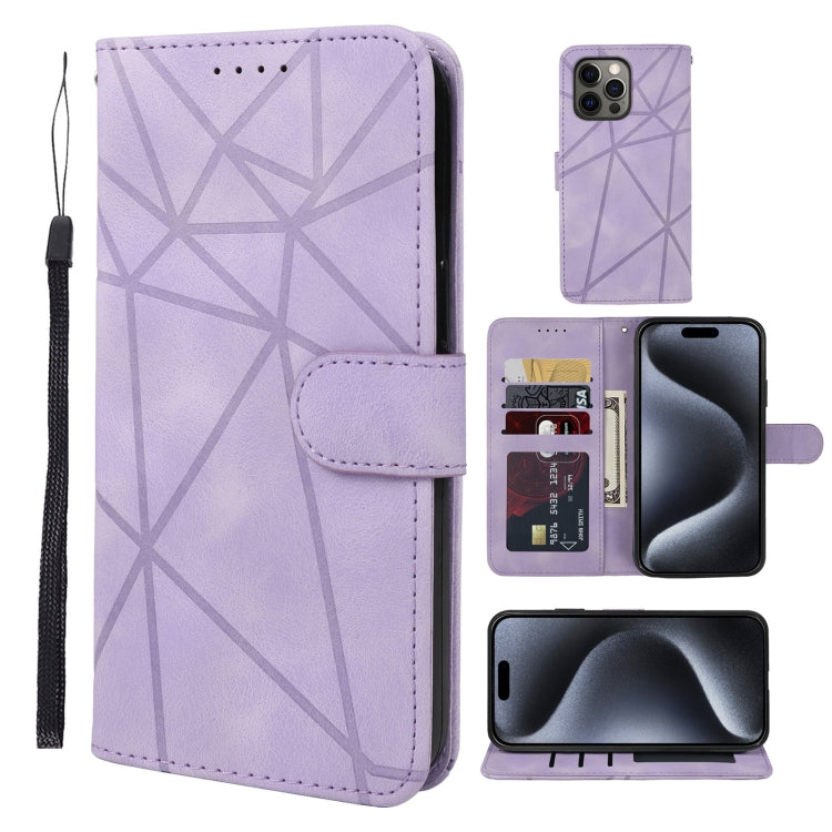 Skin Feel Geometric Lines Leather Phone Case, Series 2